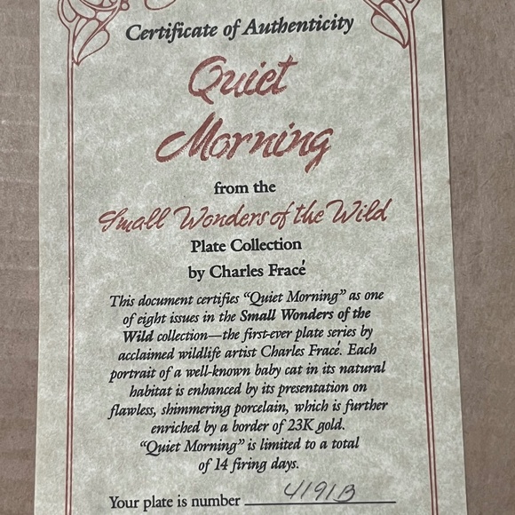 Quiet Morning by Charles Fracé  Small Wonders of the Wild Plate # 4191 B Leopard - Picture 3 of 14